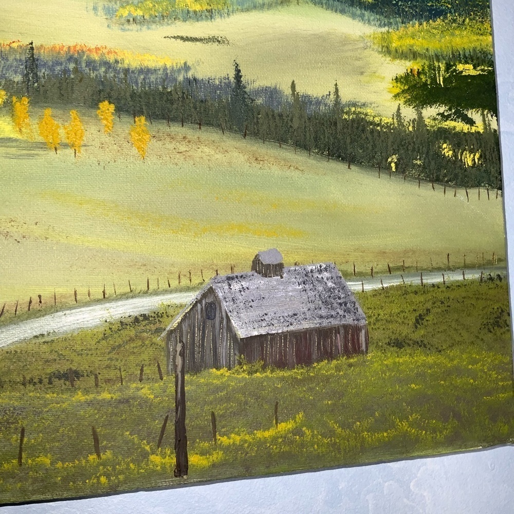 Oil Painting~Original Signed~”Log Cabin On The PrairieIn The Rockies”~24X18 - Picture 3 of 12